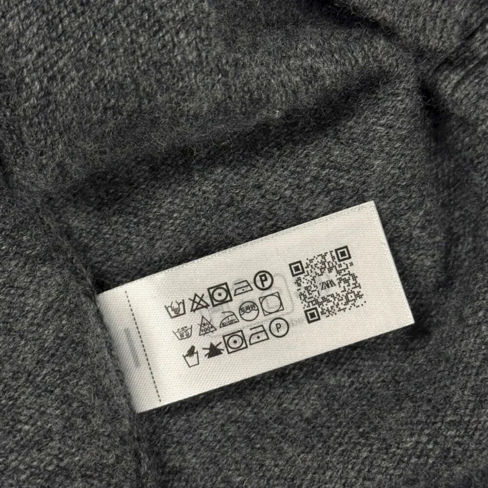 Zara 100% Wool Cardigan SZ XL Dark Gray Button Front Stsple Capsule Wardrobe - Picture 11 of 15